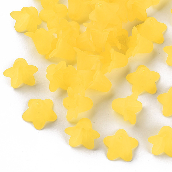 

PandaHall Transparent Acrylic Beads, Frosted, Flower, Champagne Yellow, 17.5x12mm, Hole: 1.5mm, about 770pcs/500g Acrylic Flower Yellow