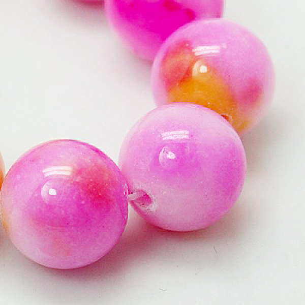 

PandaHall Jade Beads Strands, Natural White Jade, Dyed, Round, Colorful, 10mm, Hole: 1.5mm, about 40pcs/strand, 15.7 inch White Jade Round