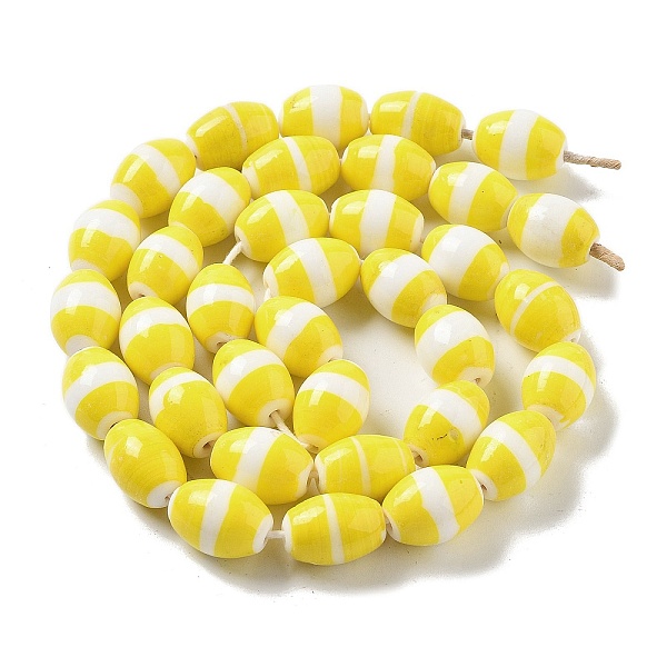 

PandaHall Handmade Nepalese Lampwork Beads, Barrel, Yellow, 19x14mm, Hole: 2mm, about 36pcs/strand, 26.38''(67cm) Lampwork Oval Yellow