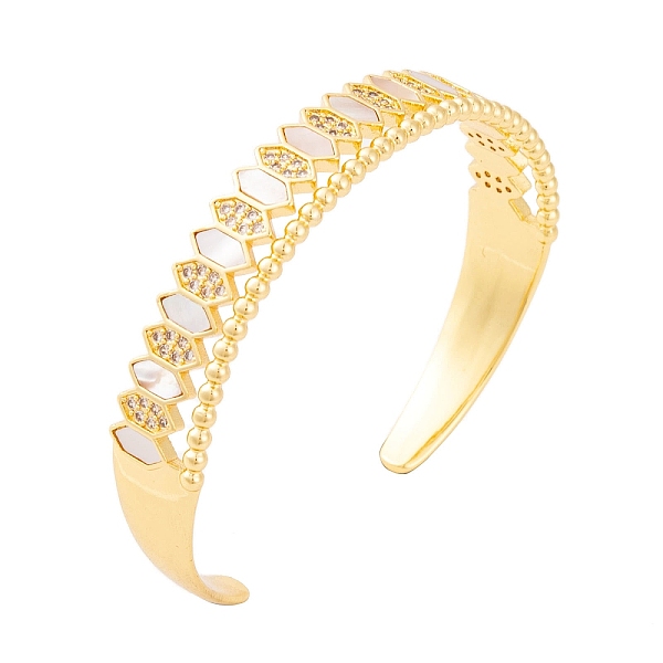 

PandaHall Brass Micro Pave Clear Cubic Zirconia Open Cuff Bangles for Women, Real 18K Gold Plated, Hexagon, Inner Diameter: 2-3/8 inch(6cm)...