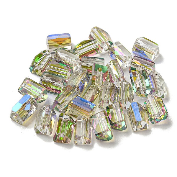 

PandaHall Electroplate Glass Beads, Faceted, Triangle, Gainsboro, 7.5x5.5x6mm, Hole: 1.2mm, 100pcs/bag Glass Triangle Gray