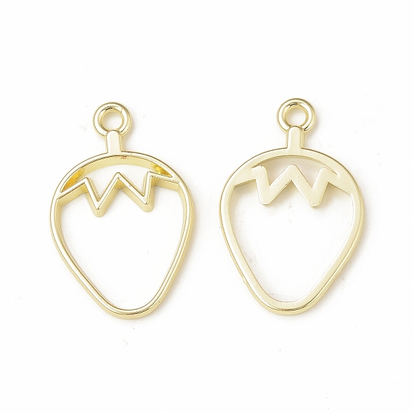 PandaHall Rack Plating Alloy Strawberry Open Back Bezel Pendants, For DIY UV Resin, Epoxy Resin, Pressed Flower Jewelry, Cadmium Free &...