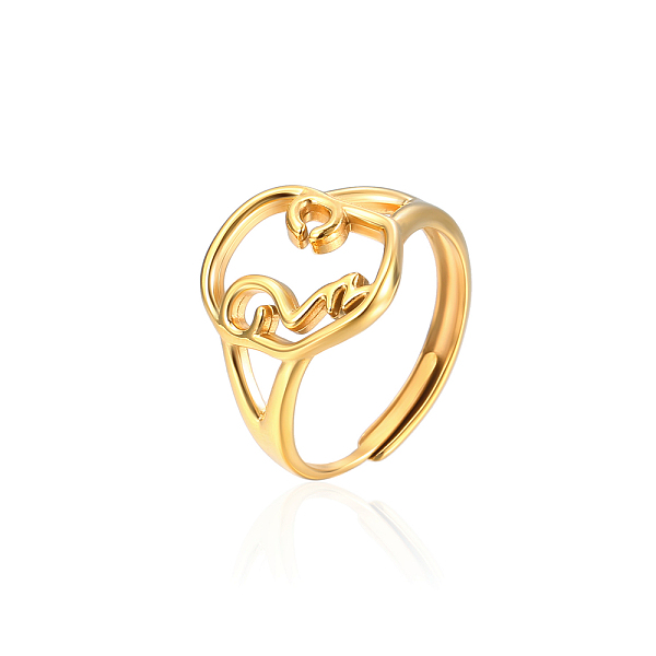 

PandaHall Elegant Stainless Steel Hollow Open Ring for Women Daily Wear