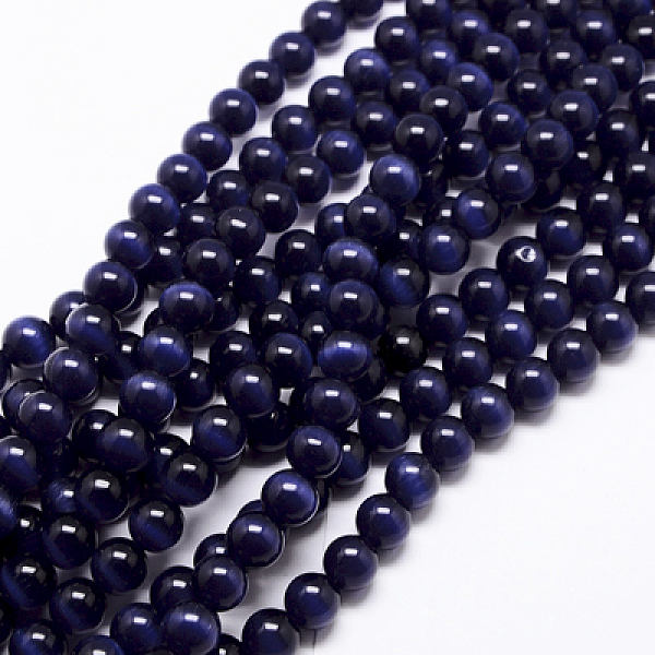 

PandaHall Cat Eye Beads, Round, Dark Blue, 12mm, Hole: 1.5mm, about 32pcs/strand, 14.5 inch Glass Round Blue
