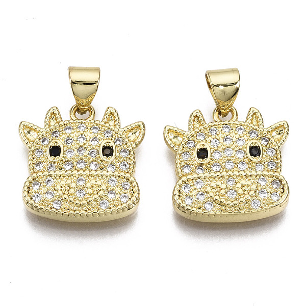 

PandaHall Brass Micro Pave Cubic Zirconia Pendants, Cattle, Nickel Free, Real 16K Gold Plated, 16x16x3.5mm, Hole: 3.5x4.5mm Brass+Cubic..., Clear