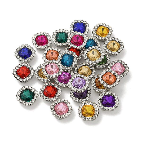 

PandaHall Acrylic Rhinetsone Cabochons, with ABS Plastic, Square, Platinum, 13.5x13.5x5.5mm Acrylic Rhinestone Square Multicolor