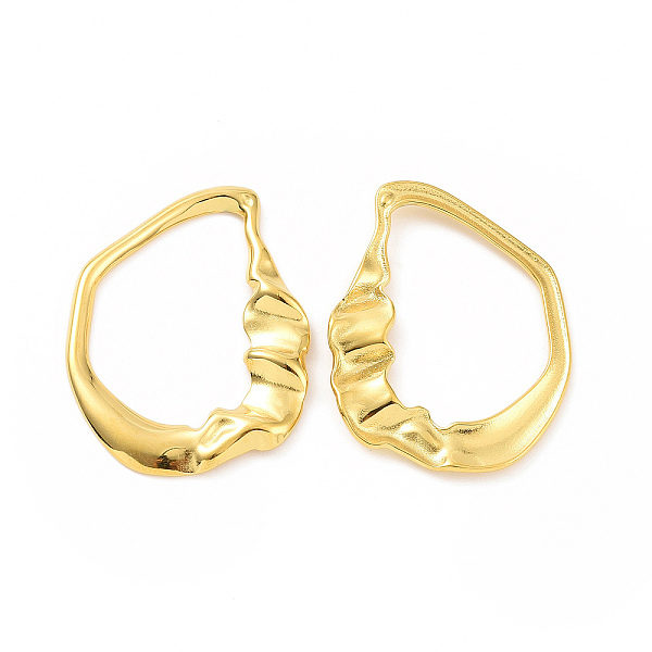 

PandaHall Ion Plating(IP) 304 Stainless Steel Linking Rings, Ruffled Irregular Teardrop, Real 18K Gold Plated, 32x25x3mm, Inner Diameter...