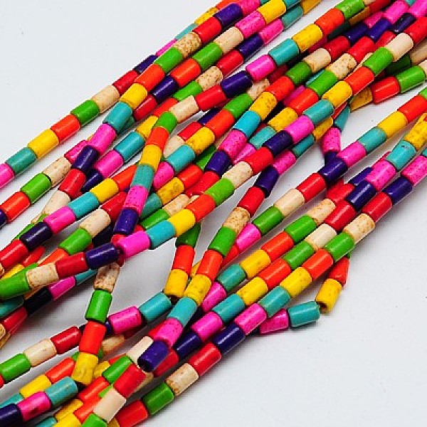 

PandaHall Synthetic Turquoise Beads Strands, Dyed, Column, Mixed Color, 13x6mm, Hole: 1mm, about 30pcs/strand, 15.75 inch Synthetic..., Multicolor