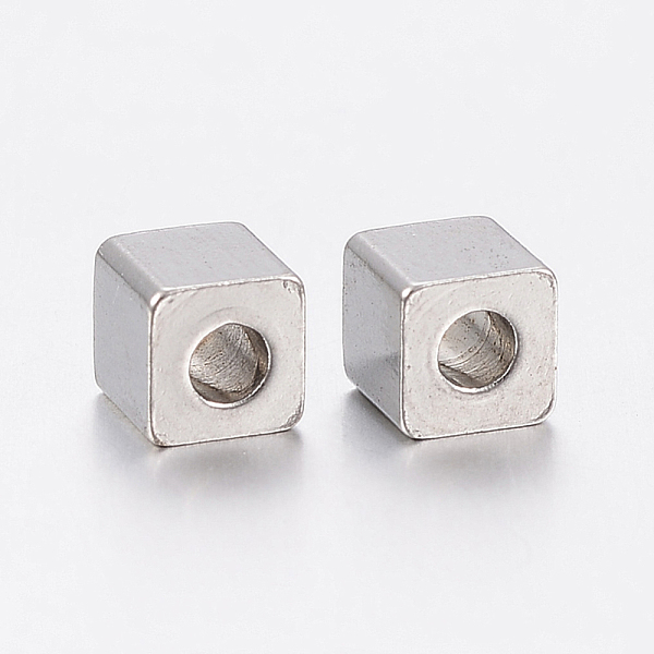 

PandaHall 304 Stainless Steel Beads, Cube, Stainless Steel Color, 5x5x5mm, Hole: 3mm 304 Stainless Steel Cube