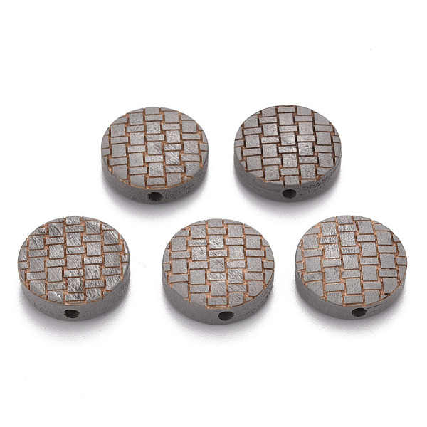 

PandaHall Painted Natural Wood Beads, Laser Engraved Pattern, Flat Round, Silver, 15x5mm, Hole: 1.8mm Schima Wood Flat Round Silver