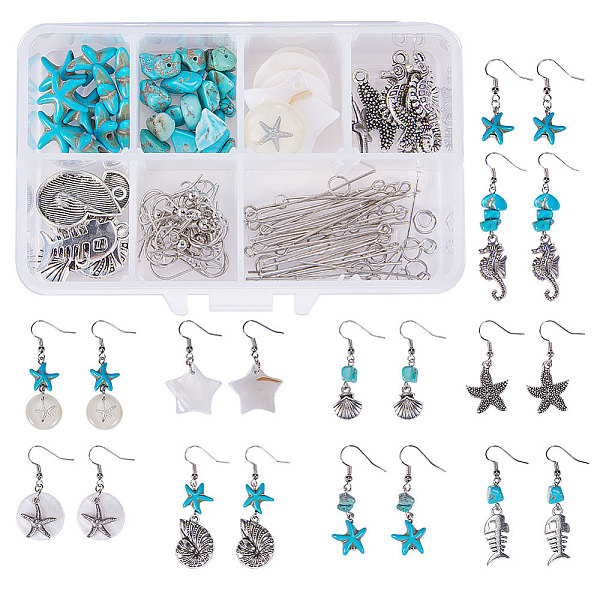 

PandaHall SUNNYCLUE DIY Earring Making, with 316 Surgical Stainless Steel Pendants, Freshwater Shell Pendants, Synthetic Turquoise Beads and..., Multicolor