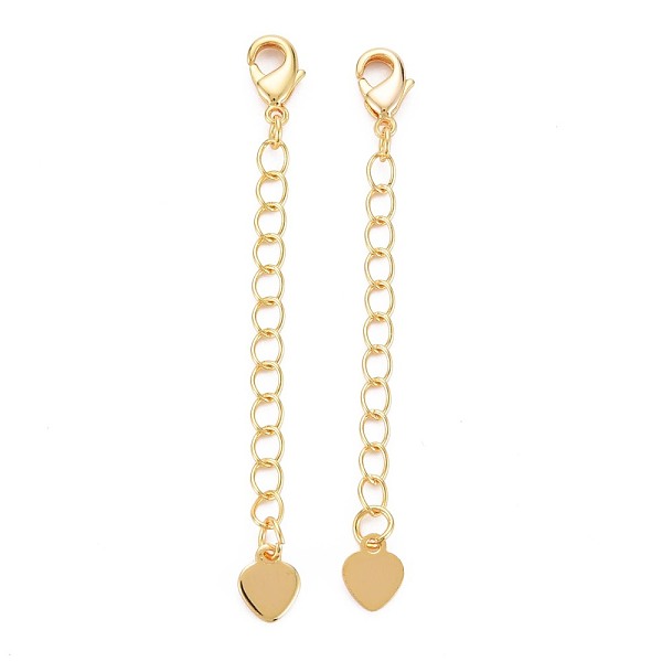 

PandaHall Brass Chain Extender, with Lobster Claw Clasps and Tiny Heart Charm, Cadmium Free & Nickel Free & Lead Free, Real 18K Gold Plated...
