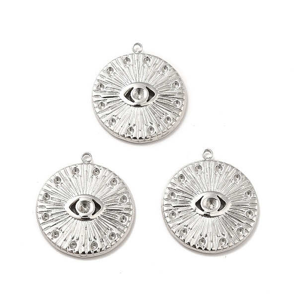 

PandaHall 304 Stainless Steel Pendants Rhinestone Setting, Flat Round with Eye, Stainless Steel Color, 23.5x21x3mm, Hole: 1.4mm, Fit for...