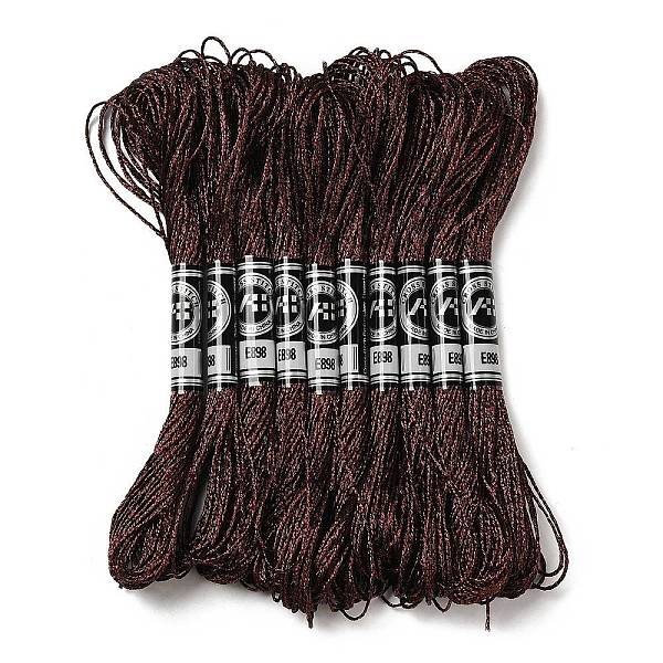 

PandaHall 10 Skeins 12-Ply Metallic Polyester Embroidery Floss, Glitter Cross Stitch Threads for Craft Needlework Hand Embroidery..., Brown