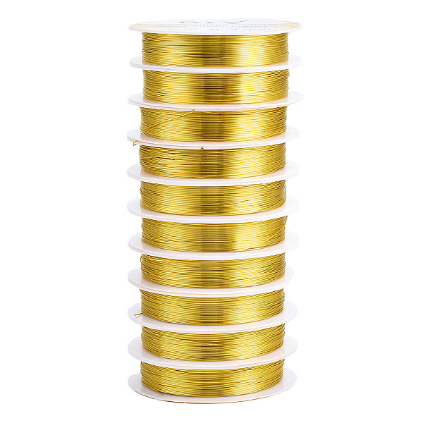 

PandaHall Round Copper Jewelry Wire, Long-Lasting Plated, Golden, 26 Gauge, 0.4mm, about 32.8 Feet(10m)/roll Copper Round