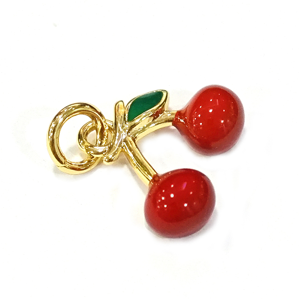 

PandaHall Brass Enamel Charms, Long-Lasting Plated, Real 18K Gold Plated, Cherry, Red, 11x13x5.5mm, Hole: 2.4mm Brass+Enamel Cherry Red