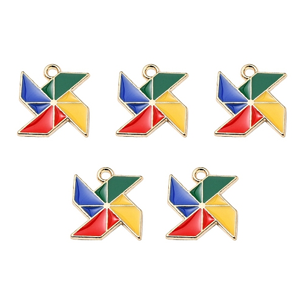 

PandaHall Alloy Enamel Pendants, Windmill Charm, Golden, 17x15x1.2mm, Hole: 2mm Alloy+Enamel Others