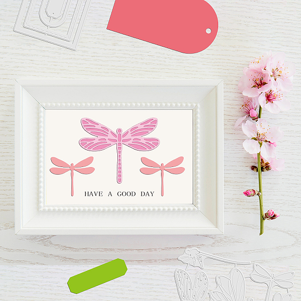 

PandaHall GLOBLELAND 2Set 10Pcs Dragonfly Label Cutting Dies Metal Dragonfly Bookmark Banner Die Cuts Embossing Stencils Template for Paper...