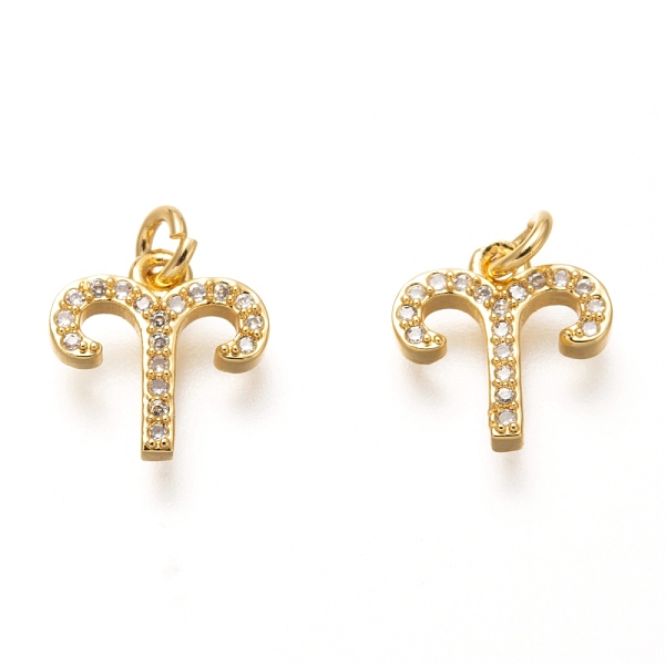 

PandaHall Brass Micro Pave Clear Cubic Zirconia Pendants, Real 18K Gold Plated, with Jump Rings, 12 Constellations, Cadmium Free & Lead Free...