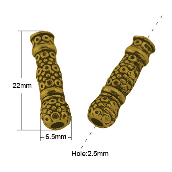 

PandaHall Tibetan Style Alloy Beads, Cadmium Free & Nickel Free & Lead Free, Column, Antique Golden, 22x6.5x6.5mm, Hole: 2.5mm Alloy Column