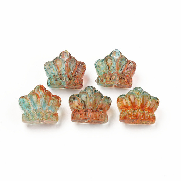 

PandaHall Two Tone Transparent Spray Painted Glass Beads, Crown, Orange Red, 12x14x8.5mm, Hole: 1mm Glass Crown Clear