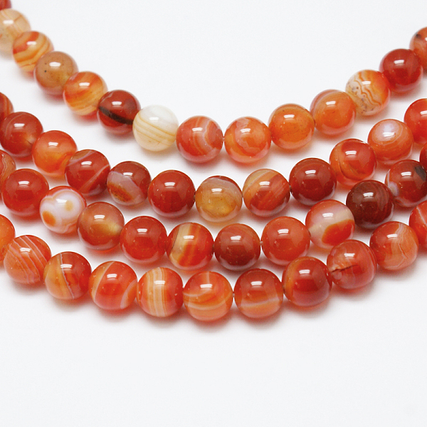 Natural Red Agate Bead Strands
