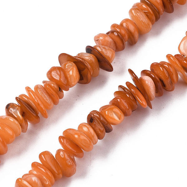 

PandaHall Natural Freshwater Shell Beads Strands, Dyed, Chips, Coral, 0.4~4x6.5~20x4.5~8.5mm, Hole: 0.7~0.8mm, about 301~340pcs/strand..., Red