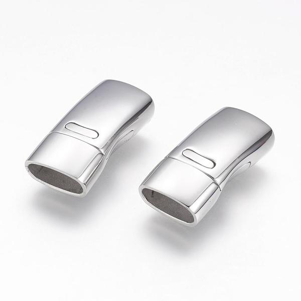 

PandaHall 304 Stainless Steel Magnetic Clasps with Glue-in Ends, Rectangle, Stainless Steel Color, 24x12x7.5mm, Hole: 5mm 304 Stainless...
