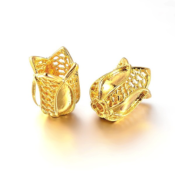 

PandaHall 4-Petal Flower Brass Bead Cap Enamel Settings, Golden, 12x8x9mm, Hole: 1.5mm Brass Flower