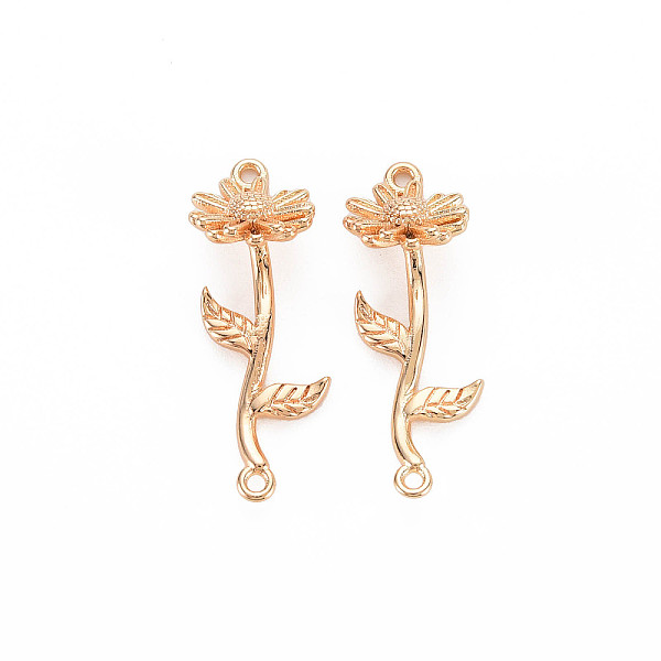

PandaHall Brass Birth Flower Connector Charms, Nickel Free, Real 18K Gold Plated, September Aster, 24x8x7mm, Hole: 1mm Brass September Aster