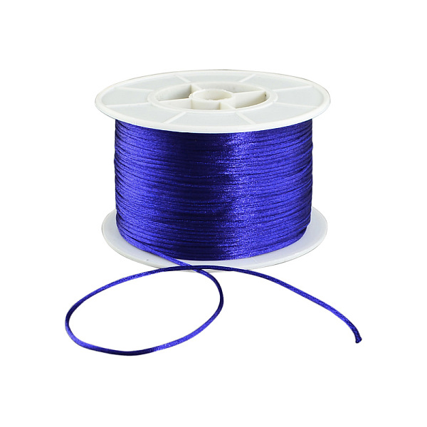 

PandaHall Round Nylon Thread, Rattail Satin Cord, for Chinese Knot Making, Dark Blue, 1mm, 100yards/roll Nylon Blue