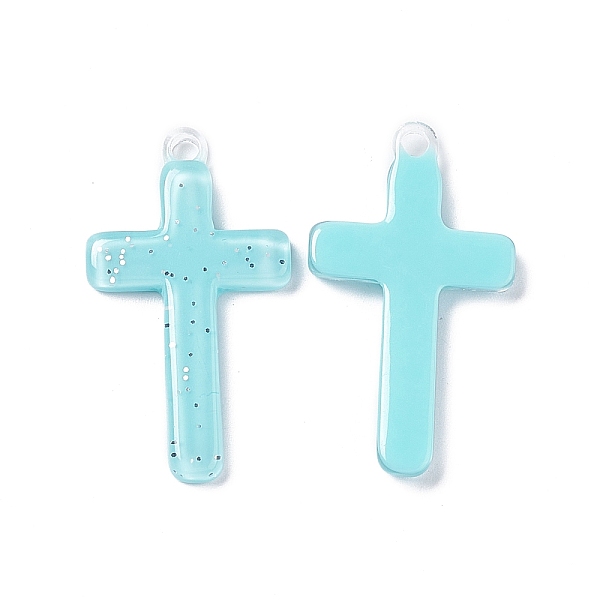 

PandaHall Opaque Acrylic Pendants, with Sequins, Cross Charm, Sky Blue, 32x18.5x3mm, Hole: 2mm Acrylic Cross