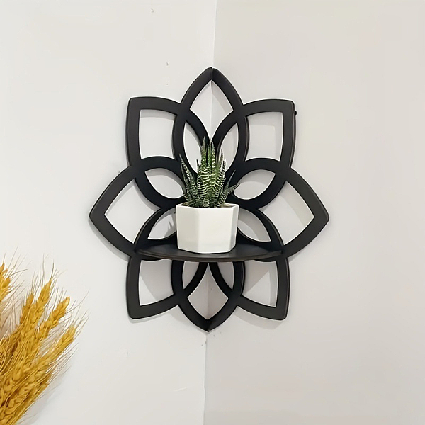 

PandaHall Wooden Wall Corner Storage Rack, Flower, Black, 328mm Wood Flower Black