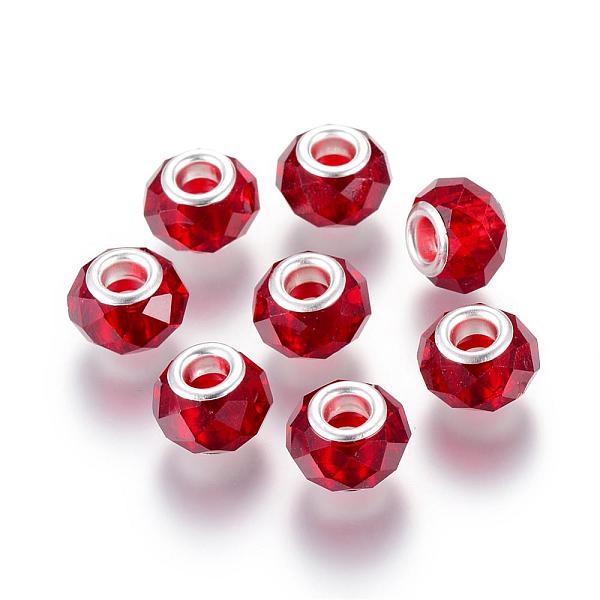 

PandaHall Handmade Glass European Beads, Large Hole Beads, Silver Color Brass Core, Dark Red, 14x8mm, Hole: 5mm Glass+Brass Core Rondelle...