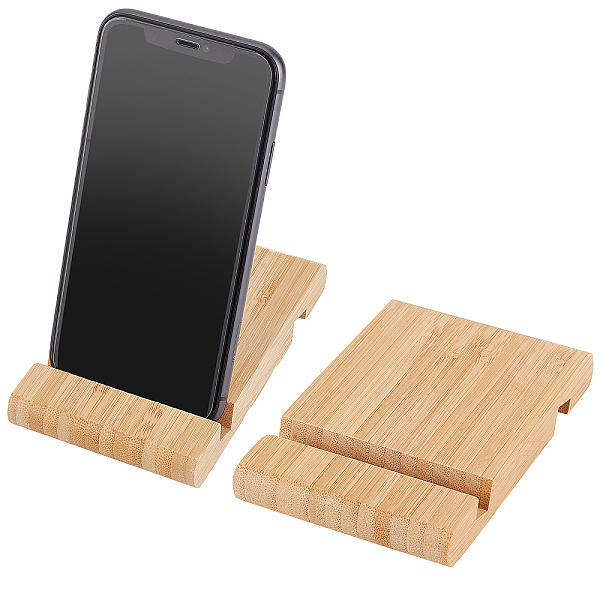 PandaHall OLYCRAFT 2pcs Mobile Phone Stand Natural Bamboo Cell Phone Holder Portable Desktop Mobile Phone Holder Universal Bamboo Phone...