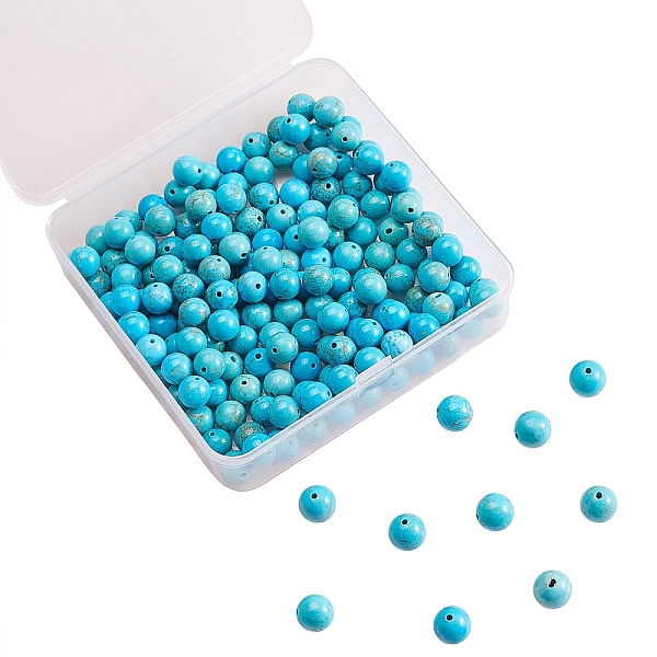 

PandaHall 200Pcs Natural Howlite Beads, Dyed & Heated, Round, 8mm, Hole: 1mm Howlite Round