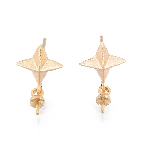 

PandaHall Brass Stud Earring Findings, for Half Drilled Beads, Star, Matte Coffee Golden, 15x8.8mm, Pin: 0.7mm and 0.5mm(for half drilled...