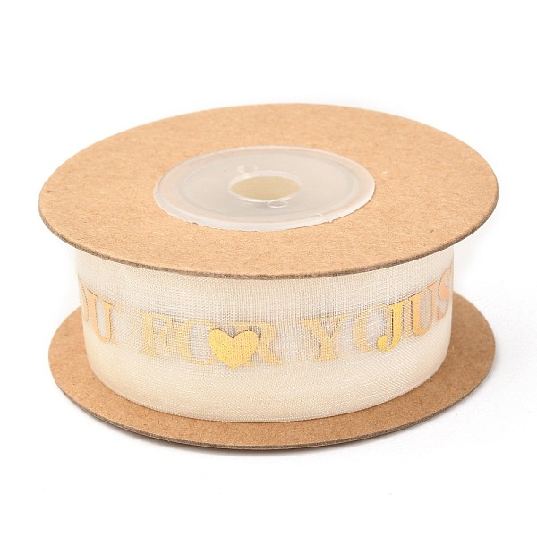 PandaHall Organza Ribbons, for Gift Wrapping, Valentine's Day, Wedding, Birthday Party Decorating, Word, 1 inch(25mm), about 10.9yards...