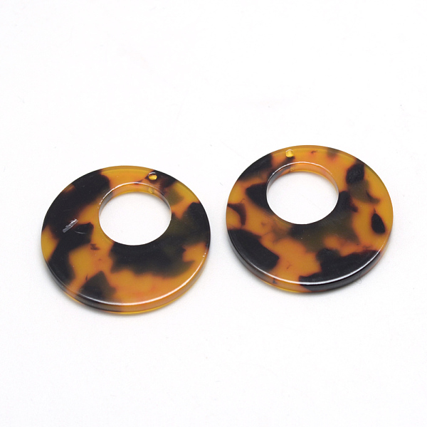 

PandaHall Cellulose Acetate(Resin) Pendants, Tortoiseshell Pattern, Flat Round, Goldenrod, 29.5x29.5x2.5mm, Hole: 1.5mm Cellulose Acetate..., Gold