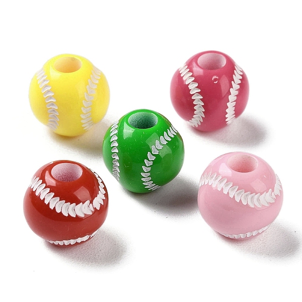

PandaHall Spray Printed Opaque Acrylic European Beads, Large Hole Beads, Tennis, Mixed Color, 11x10.5mm, Hole: 4mm, about 1000pcs/500g..., Multicolor