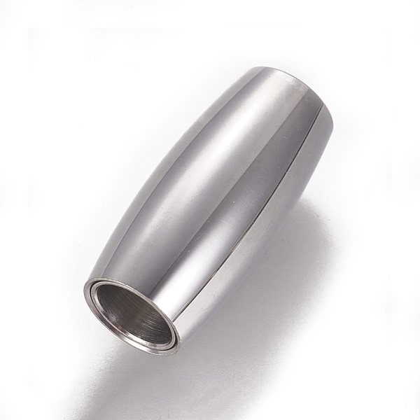 

PandaHall 304 Stainless Steel Magnetic Clasps with Glue-in Ends, Rice, Stainless Steel Color, 21x9.5mm, Hole: 6mm 304 Stainless Steel Rice