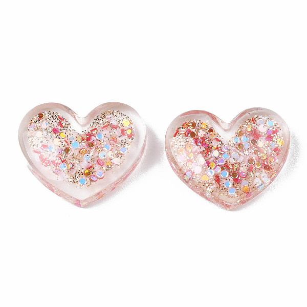 

PandaHall Transparent Resin Cabochons, with Paillette and Glitter Powder, Heart, Goldenrod, 17x21x6.5mm Epoxy Resin Heart Gold