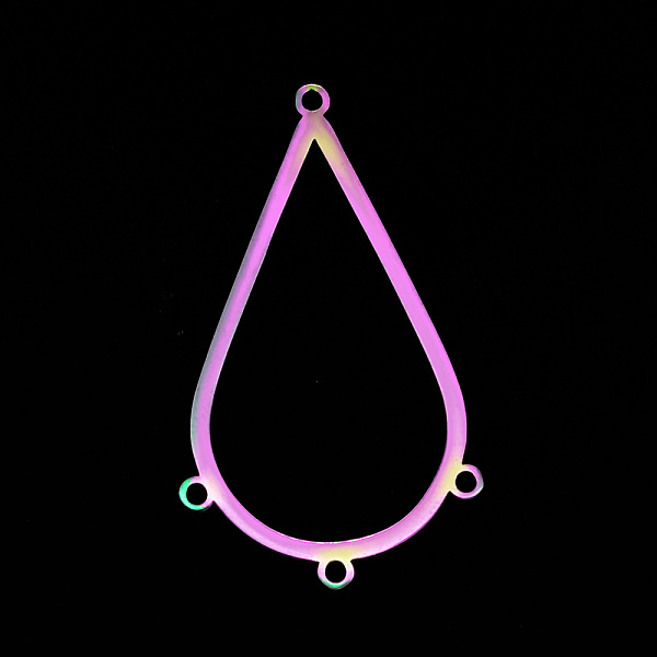 

PandaHall 201 Stainless Steel Chandelier Components Links, 4 Loop Links, Laser Cut, Teardrop, Rainbow Color, 42x24.5x1mm, Hole: 1.6mm 201...
