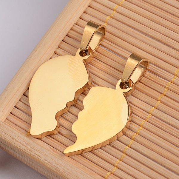 

PandaHall Valentine's Day Heart 304 Stainless Steel Split Pendants, Couple Pendants, Golden, 24.5x22.5x1.5mm, Hole: 4x6.5mm 304 Stainless...