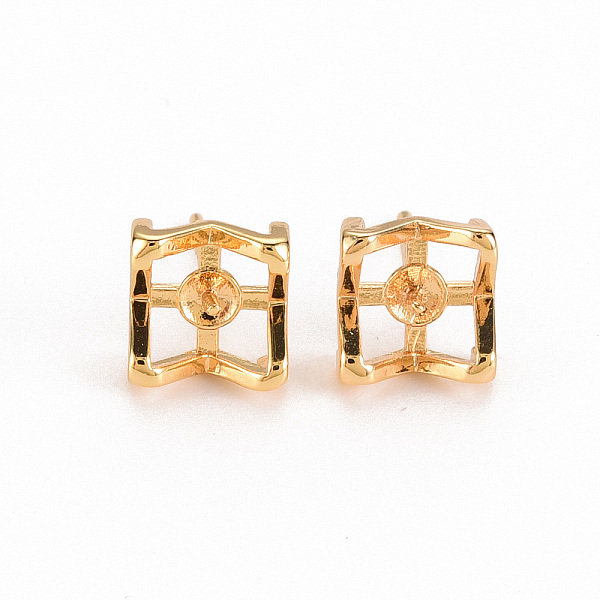 

PandaHall Brass Stud Earring Findings, for Half Drilled Bead, Nickel Free, Real 18K Gold Plated, 8x8mm, Pin: 0.6mm, Pin: 0.6mm(for half...
