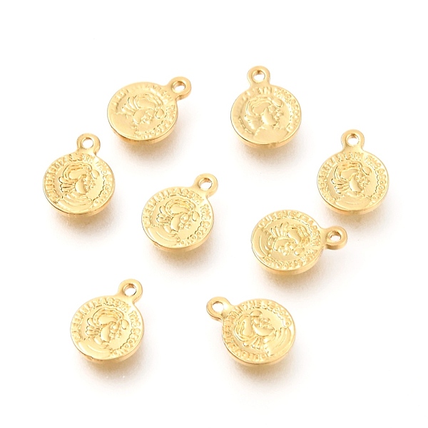 

PandaHall Brass Pendants, Flat Round with Word and Woman, Real 18K Gold Plated, 8x6x1mm, Hole: 0.8mm Brass Flat Round