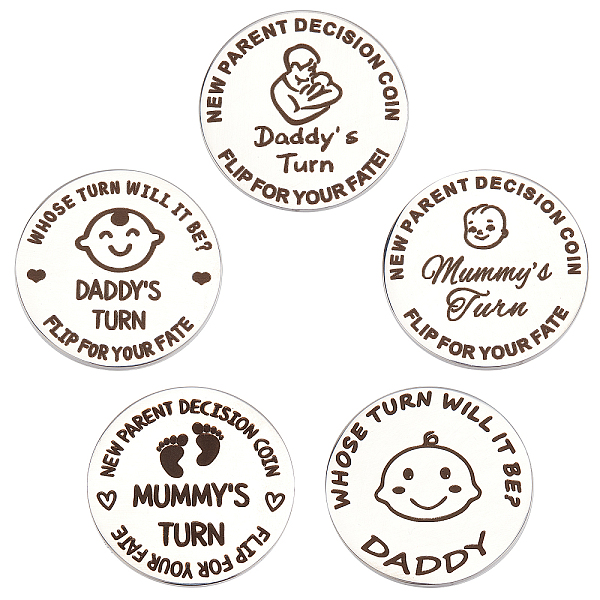 

PandaHall CREATCABIN 5Pcs 5 Style Stainless Steel Commemorative Coins, Double Sided, Flat Round with Pattern, Mixed Patterns, 29.5x1.5mm...