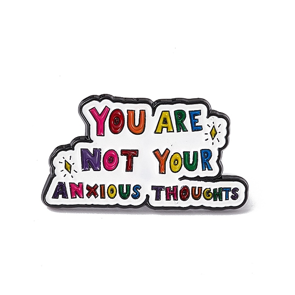 

PandaHall Colorful Word You Are Not Your Anxious Thoughts Enamel Pin, Electrophoresis Black Alloy Inspirational Brooch for Backpack Clothes...