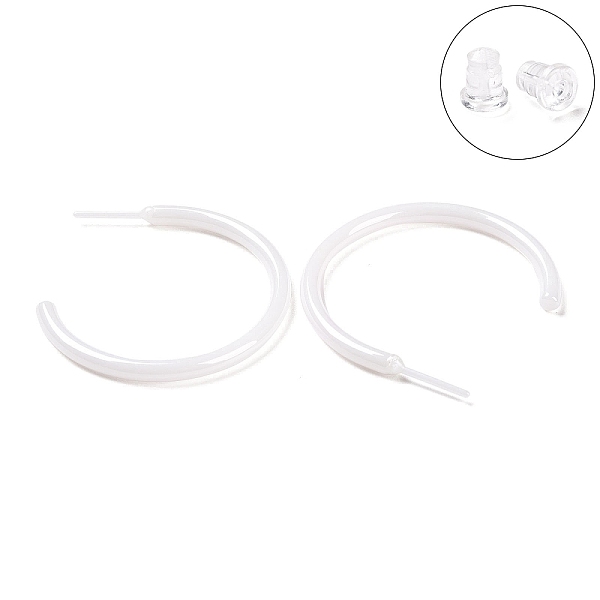 

PandaHall Hypoallergenic Bioceramics Zirconia Ceramic Ring Stud Earrings, Half Hoop Earrings, No Fading and Nickel Free, WhiteSmoke..., White