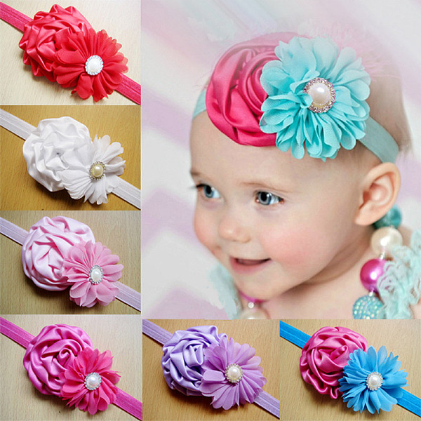 

PandaHall Elastic Baby Headbands, Hair Accessories for Little Girls, Mixed Color, 110mm Cloth Multicolor